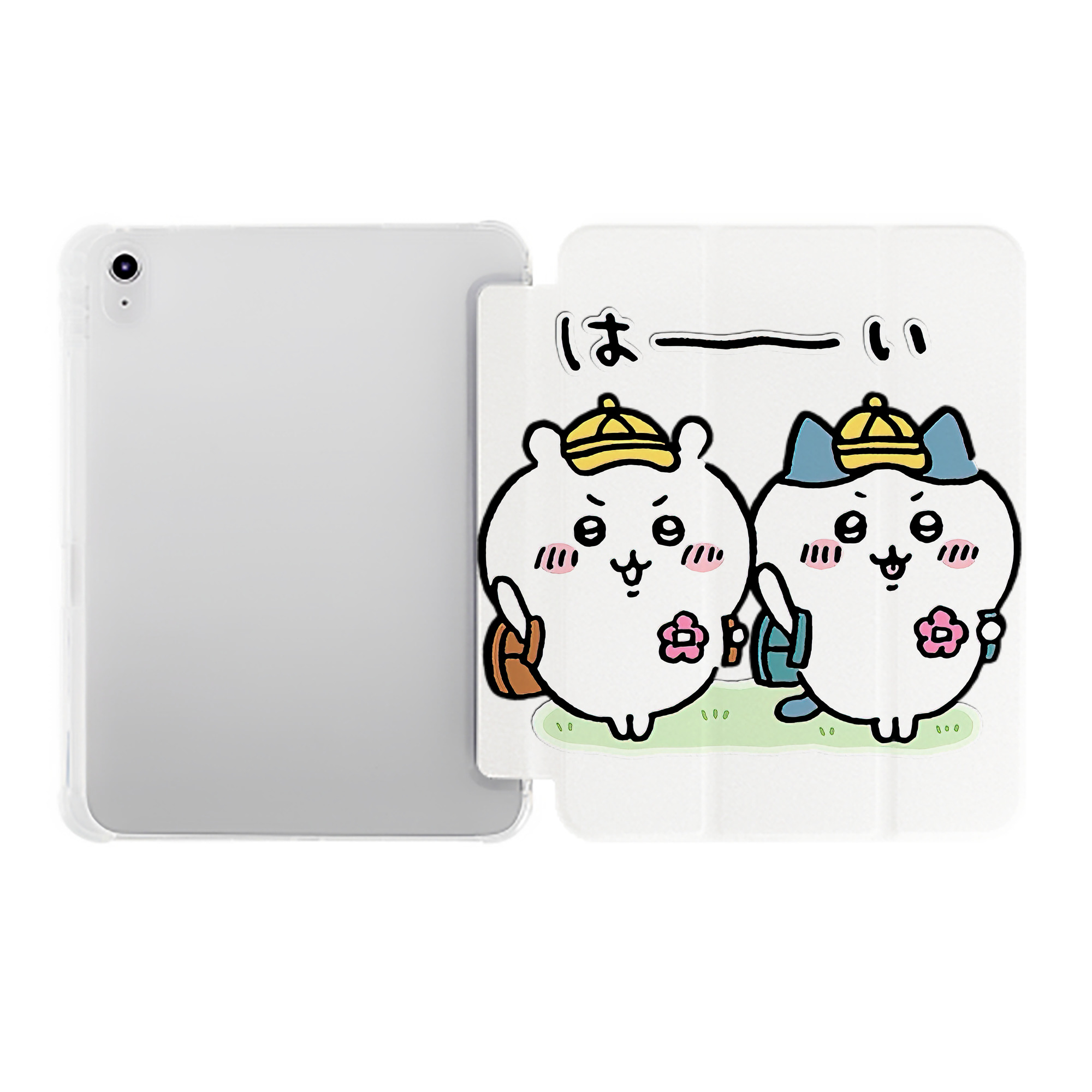 （画像用） ちいかわ ハチワレ Chii-kawa hachiware IPad ケース ペン収納付き 三つ折りスタンド PUレザー×シリコン 対応機種9.5/10.5/10.9インチ